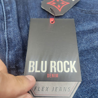 BLU ROCK MEN'S 4-WAY STRETCH SLIM FIT STRAIGHT JEANS DARK WASH - 30X31 - INDIGO - Brand New