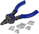 WORKPRO MANUAL RIVITER 5 INTERCHANGEABLE HEAD RIVET GUN 100 RIVETS - BLUE - Like New