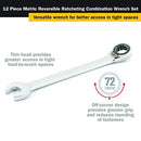 TITAN 17365 12-PIECE 12 POINT 72 TOOTH METRIC REVERSIBLE WRENCH SET - CHROME - Brand New