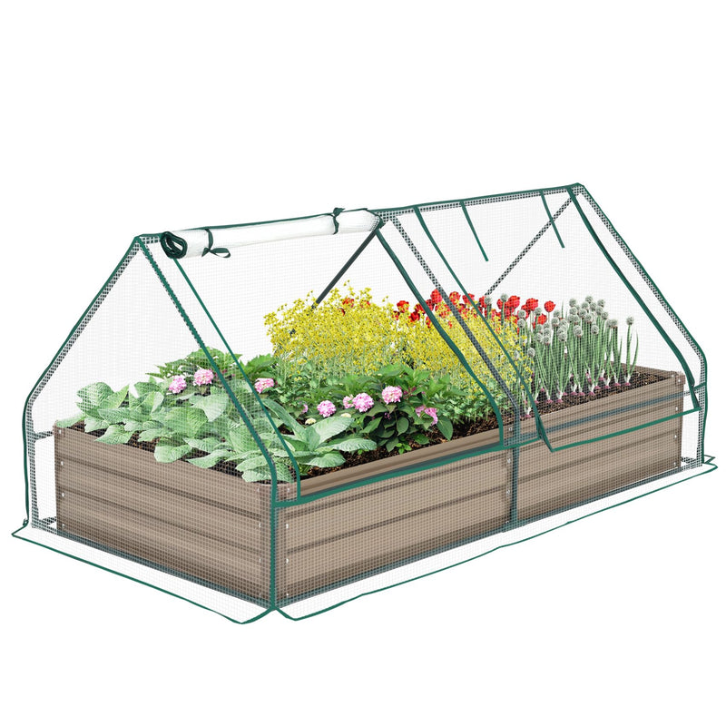 SONFILY METAL RAISED GARDEN BED, GALVANIZED STEEL, 8X4X1FT, BROWN - Like New