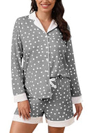FKEEP BUTTON DOWN PAJAMAS SETS WOMEN SILK PJS SETS LOUNGEWEAR 2XL- DARK GRAY - Brand New