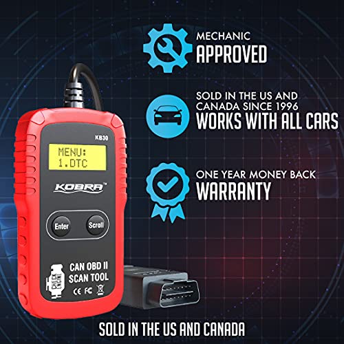 KOBRA OBD2 SCANNER CAR CODE READER - UNIVERSAL AUTO OBD CAR DIAGNOSTIC - RED - Like New