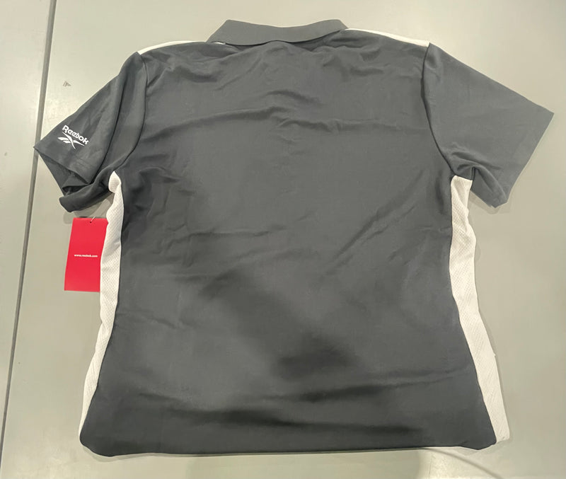 REEBOK SHORT SLEEVE POLO - SIZE: WOMEN L - GRAY/WHITE - Like New