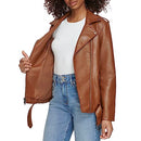 LW3RU545 Levi's Women's Oversized Faux Leather Jacket, Brown, X-Small - Brand New