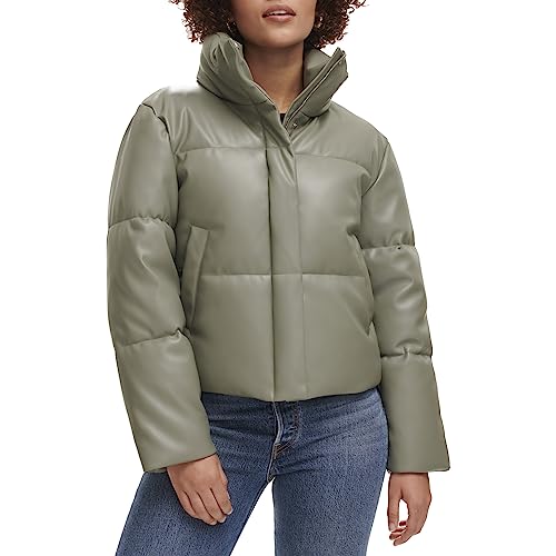 LEVI'S WOMENS LEVI'S WOMEN'S VEGAN LEATHER QUILTED SHORTY PUFFER - Sage - XL - Brand New