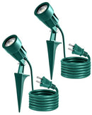 AIZZKRY OUTDOOR SPOTLIGHT PLUG IN WEATHER RESISTANT HEAVY DUTY STAKE 2PACK GREEN - Like New