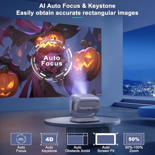 COOLKANGAROO PROJECTOR WIFI BLUETOOTH PORTABLE AUTO FOCUS KEYS STAND - SILVER - Like New