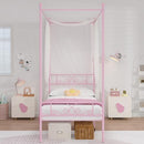 Weehom Twin Canopy Bed Frame with Headboard, Metal Twin Beds for Kids - Pink - Like New
