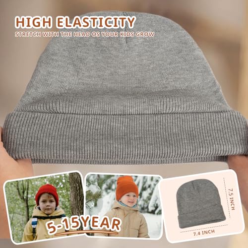 ZOORON Kids Beanie Boys Girls Beanies Winter Hats Knit Warm Caps - GRAY - Like New