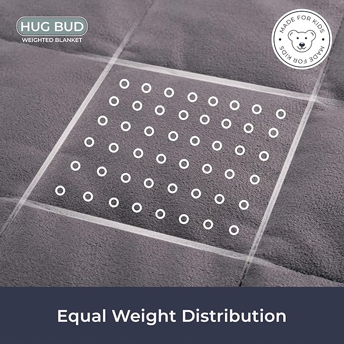 HUG BUD WEIGHTED BLANKET - 48" X 72" - 15-LBS - FULL/TWIN SIZE BED - GRAY - Like New