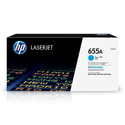 HP 655A CYAN TONER CARTRIDGE | WORKS WITH HP COLOR LASERJET ENTERPRISE M652,M653 - Like New