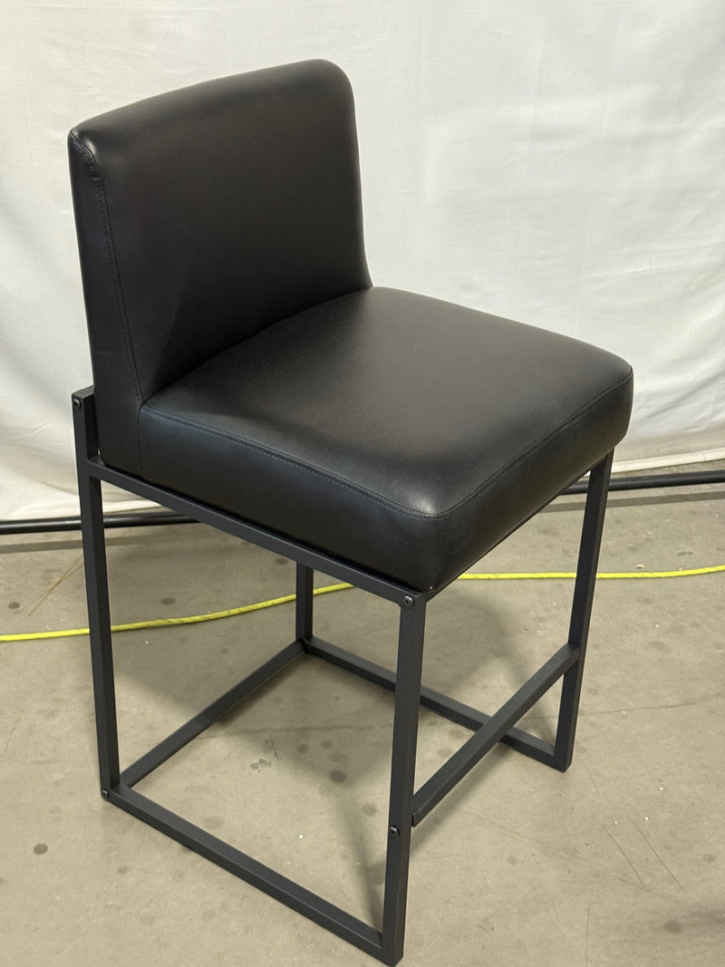 CARTERCHAIRR SET OF 2 FAUX LEATHER MODERN KITCHEN BAR COUNTER STOOLS METAL LEGS - Like New