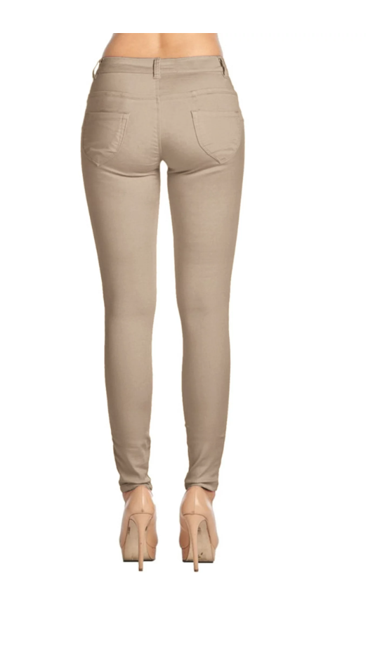 2Luver Women's Stretchy 5 Pocket Skinny Color Uniform Pants 9/10 - Khaki New