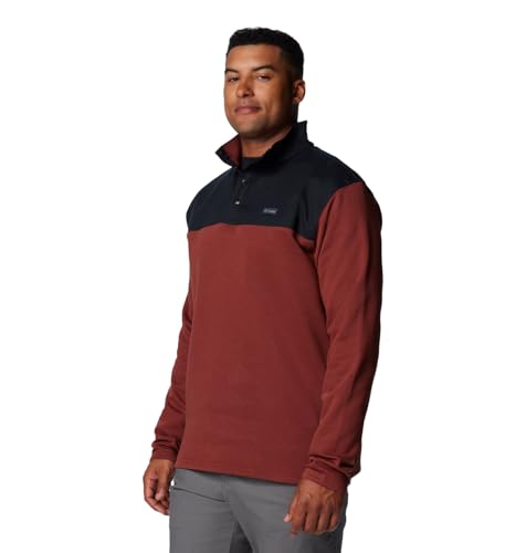 COLUMBIA MEN'S PITCHSTONE OVERLAY HALF SNAP PULLOVER, SIZE: MEN L, SPICE/BLACK - Brand New
