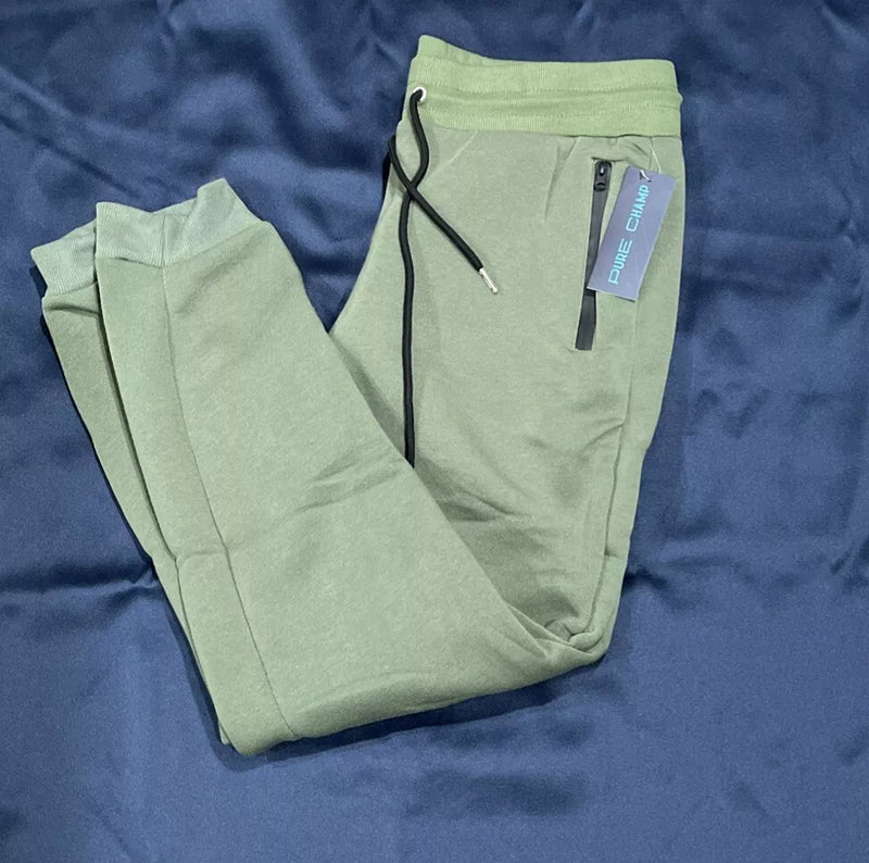 PURE CHAMP MENS FLEECE ACTIVE ATHLETIC WORKOUT JOGGER - SIZE: MEN M - GREEN - Brand New
