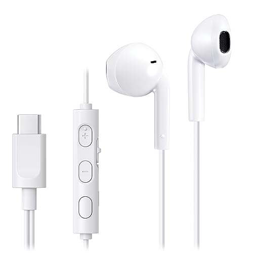 JVC USB-C WIRED EARBUDS HEADPHONES, DELAY-FREE VIDEOS GAMING - HAFR17UCW - WHITE - Like New