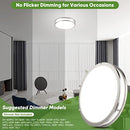 TOBUSA 36W LED FLUSH MOUNT CEILING 13" 3600LM 5CCT - BRUSHED NICKLE - Like New