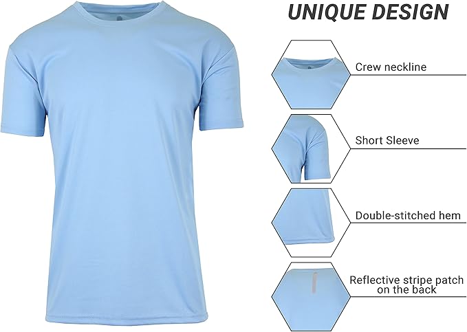GALAXY BY HARVIC MEN'S PERFORMANCE ACTIVE SHORT SLEEVE - LIGHT BLUE - SIZE 2XL - Brand New