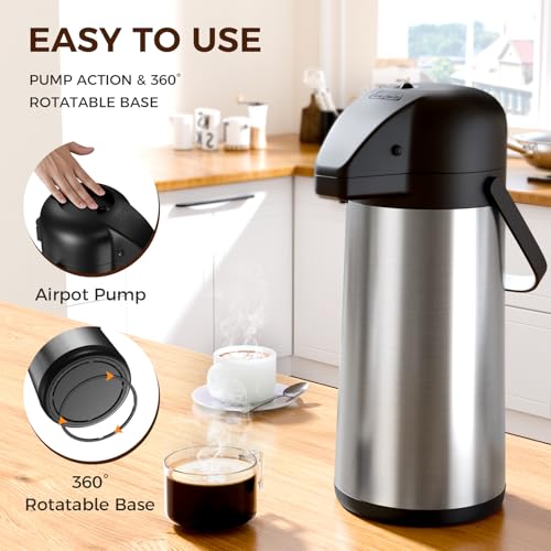 GEZOSS COFFEE CARAFE FOR KEEPING HOT - 102OZ / 3L AIRPOT COFFEE DISPENSER - Like New