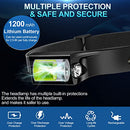 BUD K RECHARGEABLE HEADLAMP 2PACK 230°WIDE BEAM HEADLAMP ADULTS- BLACK - Like New