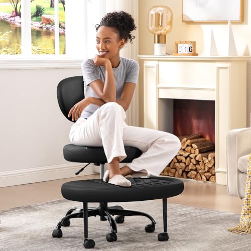 ATHOPE ERGONOMIC CROSS LEGGED OFFICE CHAIR ADJUSTABLE HEIGHT MEDITATION - BLACK - Like New