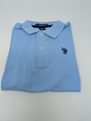U.S. POLO ASSN BOYS SHORT SLEEVE PIQUE POLO SHIRT - SIZE: YOUTH M/8 - LIGHT BLUE - Brand New