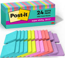 Post-it Super Sticky Notes, 3" x 3", Supernova Neons, 24 Pads, 70 Sheets - Brand New