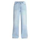NO BOUNDARIES WOMEN'S MINI WAIST WIDE LEG PANTS, 31" INSEAM,SIZE: M - LIGHT WASH - Brand New