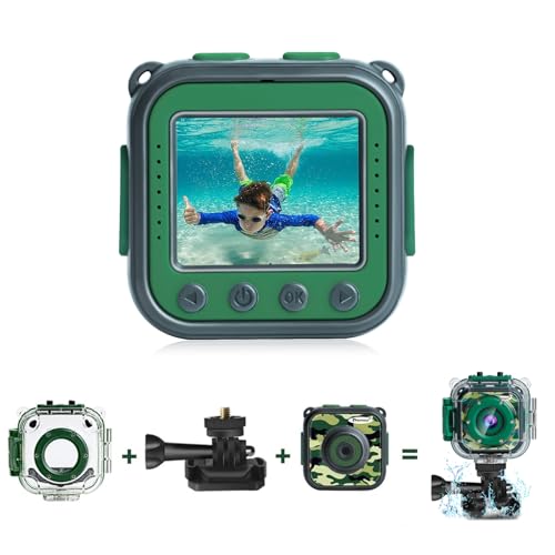 Prograce Kids Waterproof Camera Toy Underwater Video Camera 1080P - Green Like New