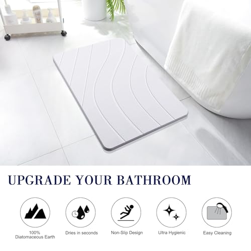 KOOTETA STONE BATH MAT DIATOMACEOUS EARTH SHOWER MAT NON-SLIP SBM-BL-W - WHITE - Like New
