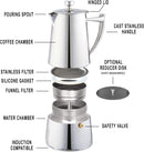 CUISINOX ROMA 6-CUP STOVETOP MOKA ESPRESSO MAKER COF-6R - STAINLESS STEEL - Like New