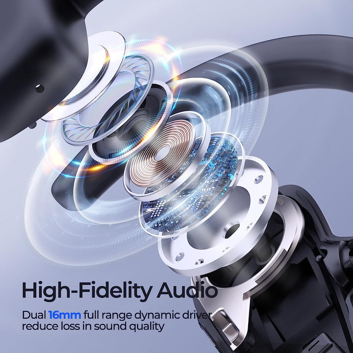 PURPODS OPEN EAR HEADPHONES SPORTS CLEAR CALLS NOISE REDUCTION - BLACK - Like New
