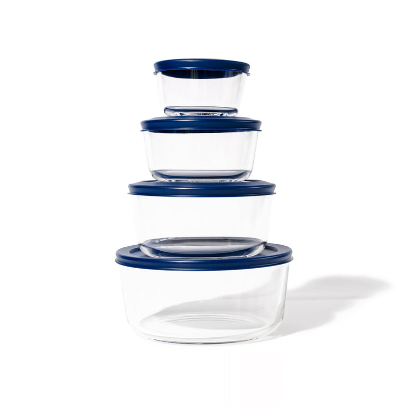DURA LIVING 8-Piece Glass Food Storage Containers Set (4 Containers + 4 Lids) - Brand New