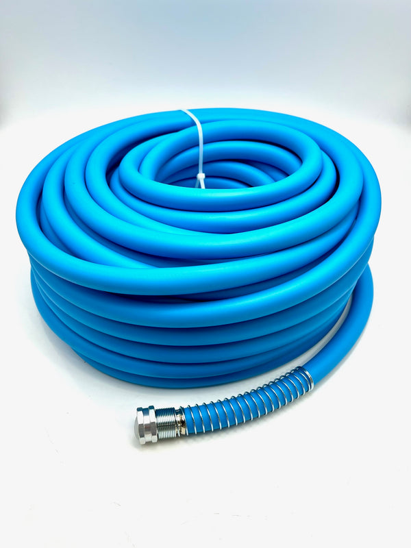 Aqua Joe AJPGH100-DWS 5/8 in 100 Ft. Hybrid Polymer Flex Kink Free Hose - Blue Like New