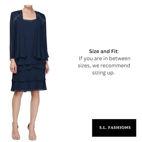 116184 S.L. Fashions Women's Mother of The Bride Dress with Embellished Neckline - Brand New