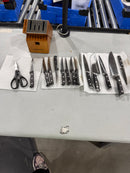 CALPHALON WOODEN KNIFE SET 13 KNIFES AND A PAIR OF SCISSORS - WOOD BROWN - Like New