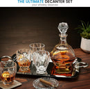 FineDine 5-Piece European Style Whiskey - Decanter & 4 Glasses FD-G801 - Clear Like New