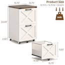 HALITAA FARMHOUSE 2 DRAWER SMALL FILE CABINET WITH WHEELS - RUSTIC WHITE - Like New