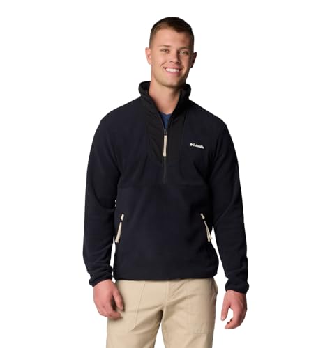 COLUMBIA SEQUOIA GROVE HALF ZIP FLEECE MEN - SIZE S - BLACK/BLACK/ANCIENT FOSSIL - Brand New