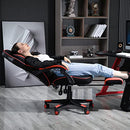 AJS Adjustable Swivel PU Leather Office Chair, Footrest, B08QN8J832 (RED) - Brand New