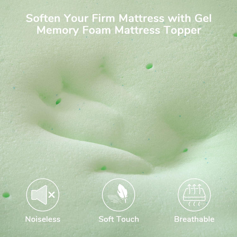 NOVILLA 4 INCH MATTRESS TOPPER FULL GEL VENTILATED FOAM MATTRESS - LIGHT GREEN - Like New