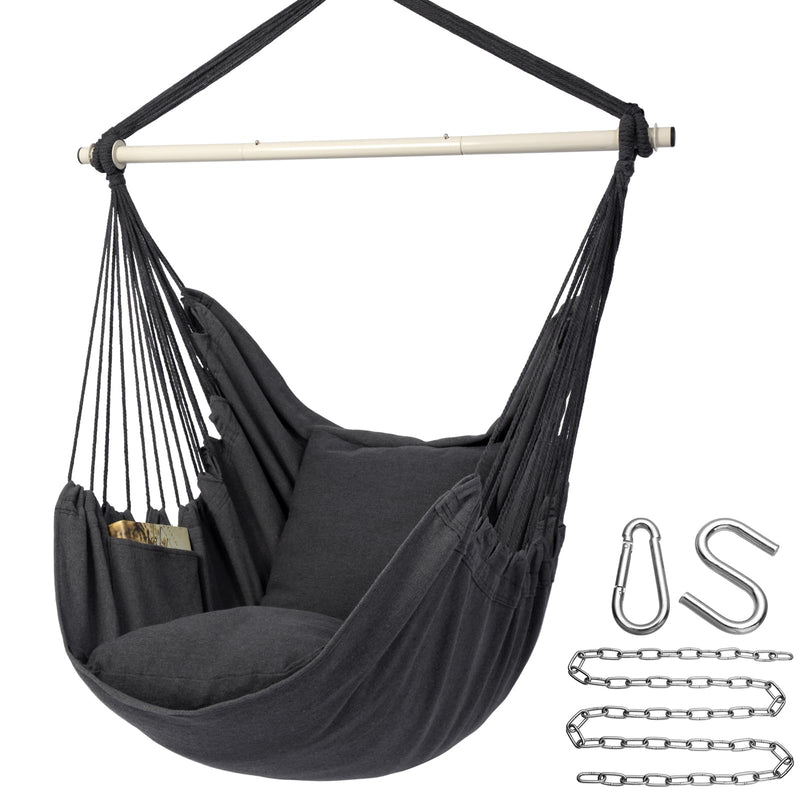 Y-STOP Hammock Chair Hanging Rope Swing Chair, Max 500 Lbs, 2 Seat Cushions - Like New
