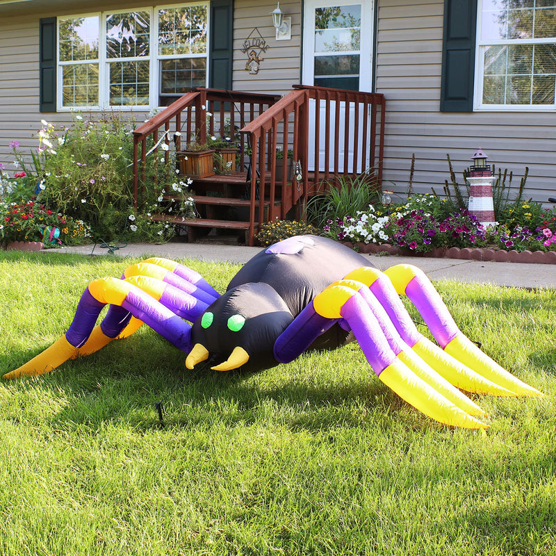 Sunnydaze Terrifying Tarantula Spider Inflatable Halloween 18 LED Lights 109.5" - Like New
