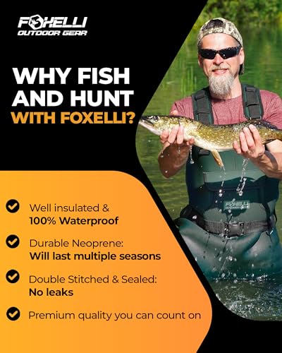 FOXELLI CHEST WADERS, WATERPROOF 4MM NEOPRENE HUNTING & FISHING - SIZE: MEN 10 - Like New