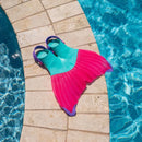 FINIS MERMAID FIN - TEAL/PINK: RUBBER SWIM TRAINING AID FOR AGES 6+ - Like New