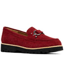 DONALD PLINER CLIO LEATHER LOAFER - SIZE: WOMEN 8 - CRANBERRY - Like New