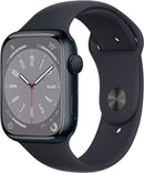 For Parts: APPLE WATCH 8 GPS 45MM ALUMINUM CASE MIDNIGHT SPORT BAND - CRACKED SCREEN