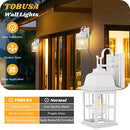 TOBUSA 2-Pack Outdoor Wall Lanterns, 100% Aluminium, Bulbs Not Included - White - Like New