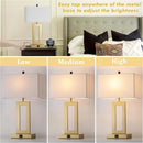 GOLD TOUCH CONTROL TABLE LAMPS SET OF 2 WITH USB PORTS AND LED BULBS - GOLD - Like New