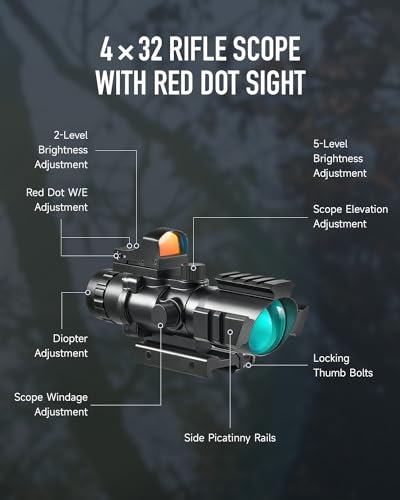 PINTY 4X32 RIFLE SCOPE 3 MOA COMBO RED ILLUMINATED PINTY-BLK - BLACK - Like New